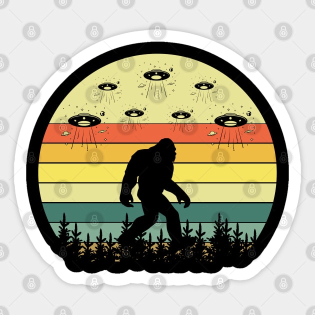 Retro Bigfoot Alien Sasquatch Cryptozoology Sticker by The WYLD Tribe